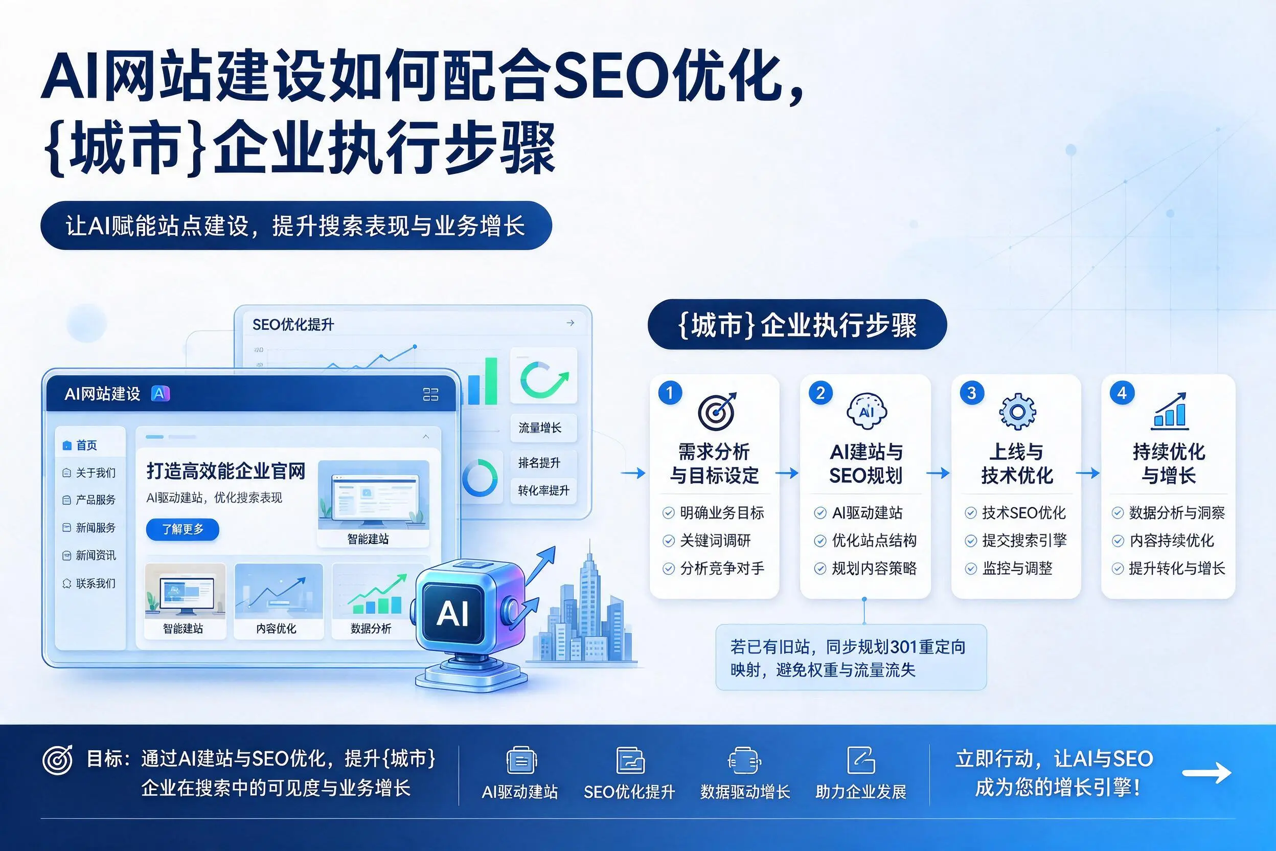 AI网站建设如何配合SEO优化，阿勒泰企业执行步骤
