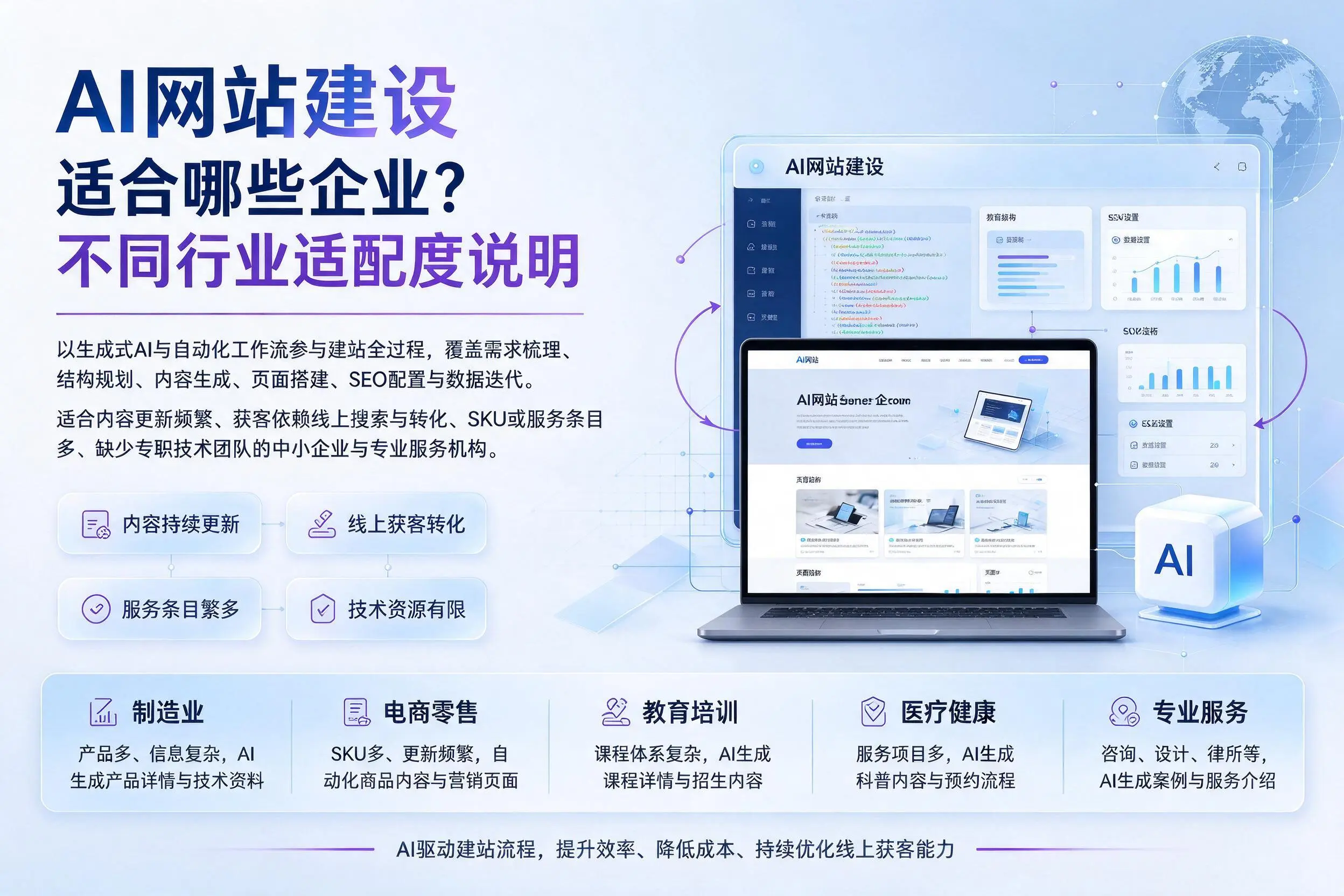 AI网站建设适合哪些企业？阿勒泰不同行业适配度说明